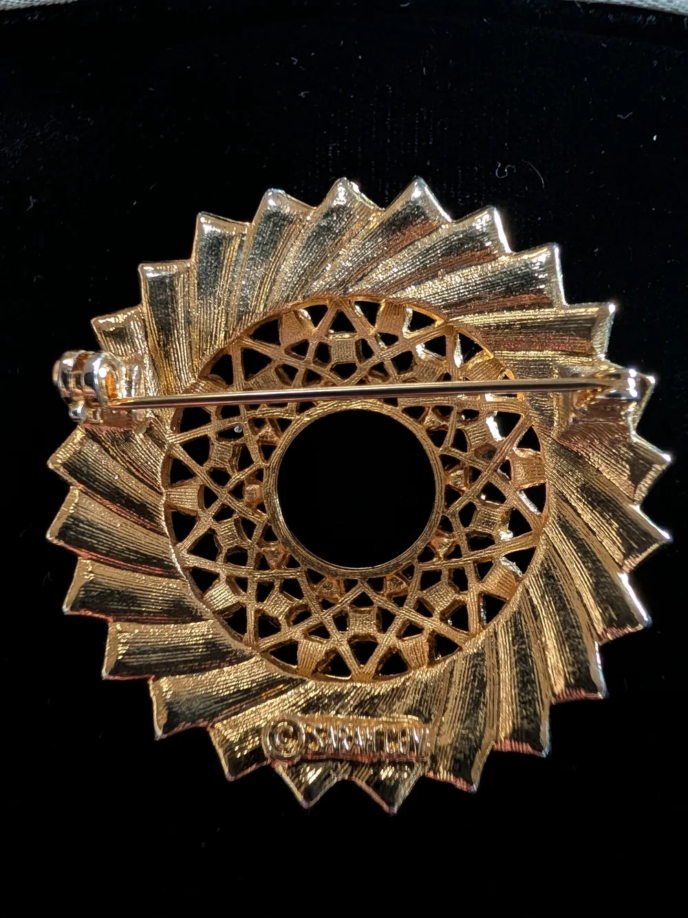 Sarah Coventry Gold-Tone Brooch with Turquoise and Opal-Effect Accents